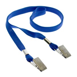 5 Pack - Face Mask Lanyards - Comfortable Premium Economy Neck Strap Ear Saver/Facemask Holder - Easy Clip to Reusable & Disposable Masks -18 Inch & ⅜ Wide w 2 Bulldog Clips by Specialist ID (Blue)