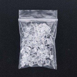 50 Pcs Transparent Plastic Earring Posts Flat Pad Clear Ear Pin Studs and Rubber Safety Backs Ear Stoppers Jewelry Making Beading Jewelry Findings