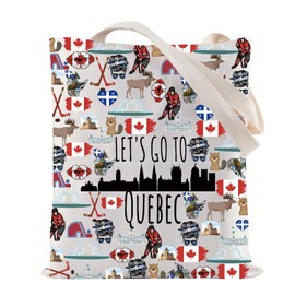 ZJXHPO Quebec Skyline Tote Bag Let’s Go To Quebec Reusable Grocery Tote Bag Quebec Canada Vacation Gift Quebec Souvenir (C-Quebec Tote)