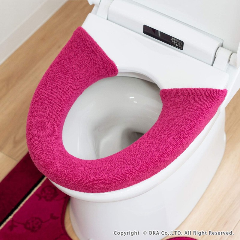 OKA Toilet Seat Cover, Pink, For Washing Heating Only, Chenille
