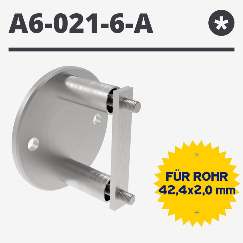 Sellon24® Stainless Steel Wall Anchor Round Railing Posts 42.4 mm