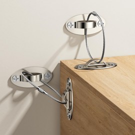 8 Packs Anti Tip Furniture Anchors for Baby Proofing, Furniture Wall Anchor Securing 400 lbs for Keep Kids Safety, Earthquake Resistant Straps for Dresser, Desk, Wardrobe (8 Pack Silver)