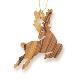 Reindeer Christmas Ornament, Olive Wood Hanging Seasonal Decorations for Christmas Tree, Small Wooden Xmas Holiday Ornaments, Made in The Holy Land of Bethlehem, Israel