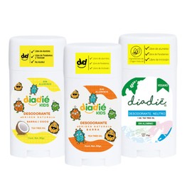 DIADIÉ Kids Desodorante natural, 3pack, Basico. No tapa los poros, elimina el mal olor, Vegano neutro, coco, kids. Unisex. Diadie, desodorante kids, en barra