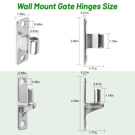 Wall Mount Gate Hinge, 304 Stainless Steel Gate Hinges for Farm Gates and barn gate, Chain Link Fence Gate Hinge with 5/8'' Hinge Pin, Heavy Duty Wall Plate Hinges - 2 Pack