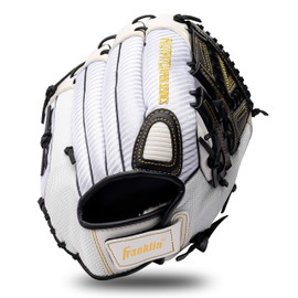 Franklin Sports Fastpitch Softball Glove - Fastpitch Pro - Adult and Youth Softball Mitt - Infield and Outfield - Right Handed Glove - White/Gold - 12.5" Righty