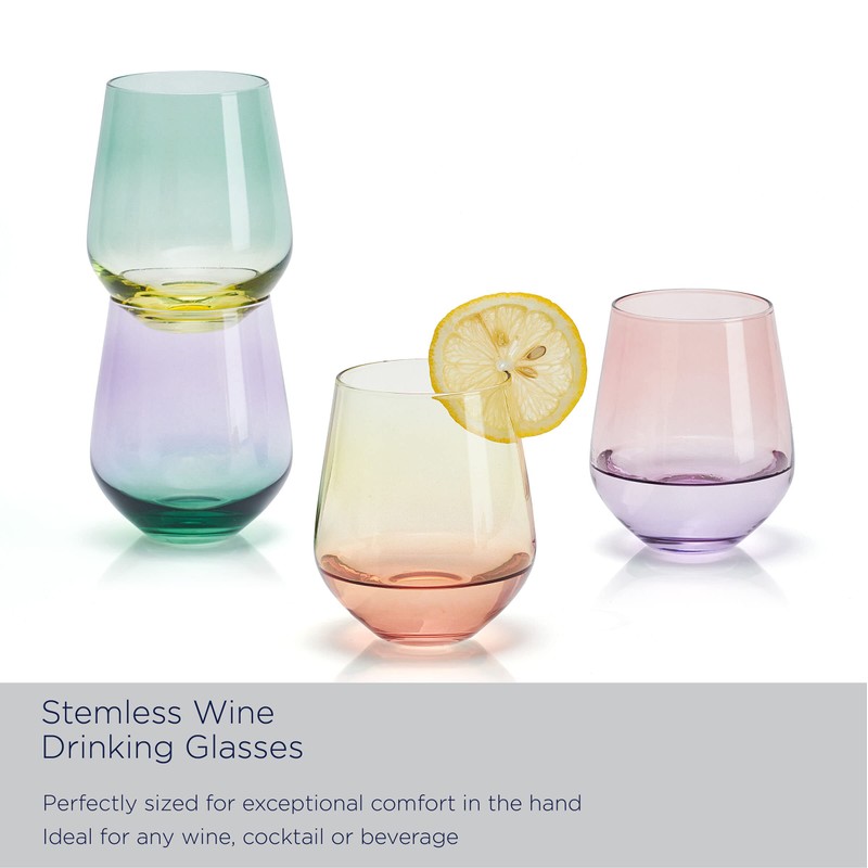 Mikasa Chroma Set of 4 Stemless Wine Glasses, 13 Ounce,