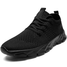 Damyuan Zapatillas de running para mujer y hombre, sin cordones, ligeras, transpirables, cómodas, para gimnasio, antideslizantes, informales, unisex, color negro, talla 9.5 para mujer y 8 para hombre.