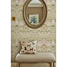 HueBurst White Floral Peel and Stick Wallpaper William Morris Vintage Botanical/Bird Removable Wall Paper,Self Adhesive Waterproof Contact Paper for Living Room Dining Room Kitchen Decor 17.7 x 236In