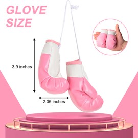 OFFWEGO Mini Boxing Gloves for Car Mirror Hanging Miniature Punching Pendant Home Christmas Ornament Cute Small Pink Boxing Gloves Accessories for Boxing Party Theme Decorations Toys