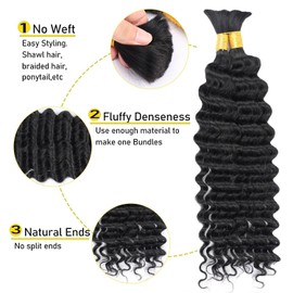 18 Inch Deep Wave Human Braiding Hair Wet and Wavy for Braiding Bulk Human Hair Curly Extension 2 Pack/110g