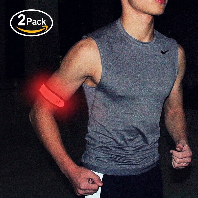 BSEEN LED Armbands for Running, 2 Pack Sports Saftey Reflective