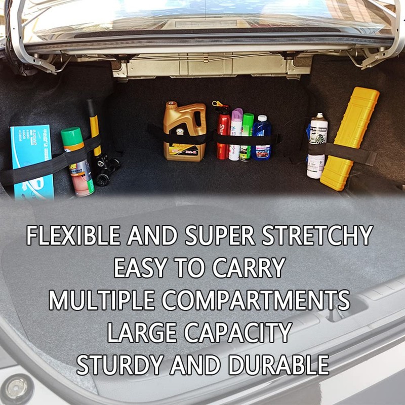 wedfish Elastic Car Trunk Organizer Straps with Hook and Loop