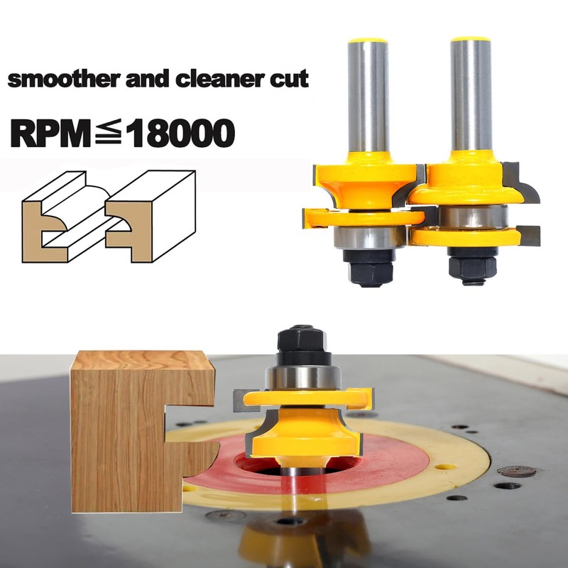 SICWOOD 2PCS Rail and Stile Router Bit Set 1/2 Shank,