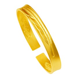 Balaijor Fashion 18K Gold Plated Feather Pattern Arm Band Open Cuff Bracelet(Gold)