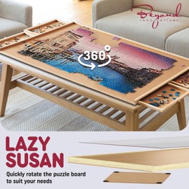 1000 Piece Wooden Jigsaw Puzzle Table - 4 Drawers, Rotating Puzzle Board | 30” X 22” Jigsaw Puzzle Board | Puzzles Cover Included - Portable Puzzle Tables for Adults and Kids by Beyond Innoventions