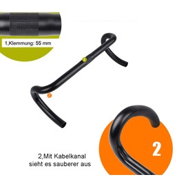 CarbonEnmy Ergo Aluminium Road Bike Handlebar 420 mm 25.4 mm Black