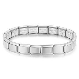 Quiges - 9 mm Italian Style Module Bracelet Stainless Steel Matt with Opening Tool Complete for Italian Charm Modules, Gemstone