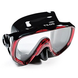 Tilos Titanica, Single Lens Mask for Scuba and Snorkeling (Black Silicone Red, Adult)