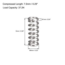 TA-VIGOR 10Pcs Extended Compressed Spring, 6mm OD,1mm Wire Size,15mm Length Durable Stainless Steel Small Dual Hook Tension Spring for Furniture Screen Doors Repair Projects