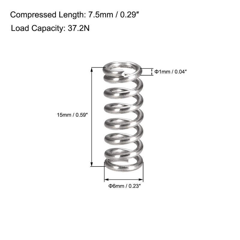 TA-VIGOR 10Pcs Extended Compressed Spring, 6mm OD,1mm Wire Size,15mm Length