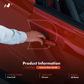 A-Premium Front Left Driver Side Upgraded Metal Exterior Door Handle with Keyhole Compatible with Toyota Tundra 2007-2021, Sequoia 2008-2020, Chrome