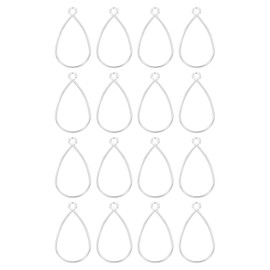 sourcing map 16 Pcs Open Bezel, Teardrop Resin Bezels Pendants Open Back Bezels Metal Hollow Frame Charm for DIY Resin Crafts Earrings Jewelry Making, Bright Silver