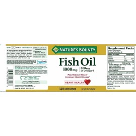 Nature's Bounty Fish Oil 1000mg Dietary Supplement Omega 3 300mg Tablets 120ct