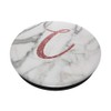 Monogram Letter C on White Grey Marble Pink Rose Sparkle