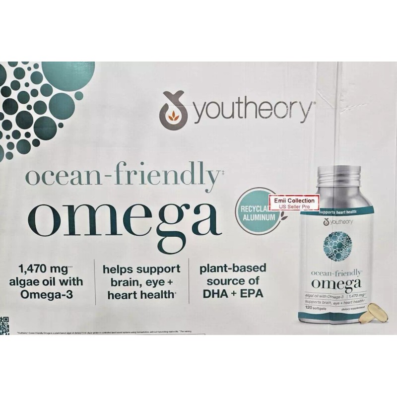 Youtheory Ocean-Friendly 1470mg Algae Oil with Omega-3 120 softgels (2