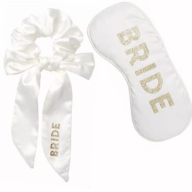 Victoria's Secret Bride Sleep Mask & Hair Bow Scrunchie Satin Silky Soft New Set