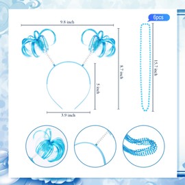 Panitay 9 Pcs LED Skirt Costume Set for Women, Lighted Tulle Tutu Skirt Pom Ponytail Headband Heart Sunglass(Lake Blue,Large)
