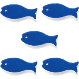 Marna Osakana Sponge R502B, For Dishwashing, Fish Sponge, Kitchen Sponge, Kitchen Use, 3 Layer Structure, Set of 5, Blue