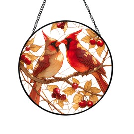 Cardinal Stained Glass Window Hanging, Cardinal Sun Catchers Red Cardinal Decor, Cardinal Gifts for Women (Cardinal)