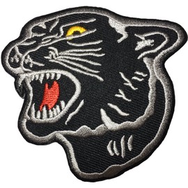 Black Jaguar size 3 x 3 inch biker heavy metal Horror Goth Punk Emo Rock DIY Logo Jacket Vest shirt hat blanket backpack T shirt Patches Embroidered Appliques Symbol Badge Cloth Sign Costume Gift