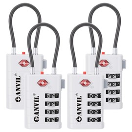 ANVIL 4 Digit Luggage Locks, TSA Locks for Luggage, Advanced TSA008 core, Alert Indicator for Your Travel Lock, Suitcase Lock.(4, White)