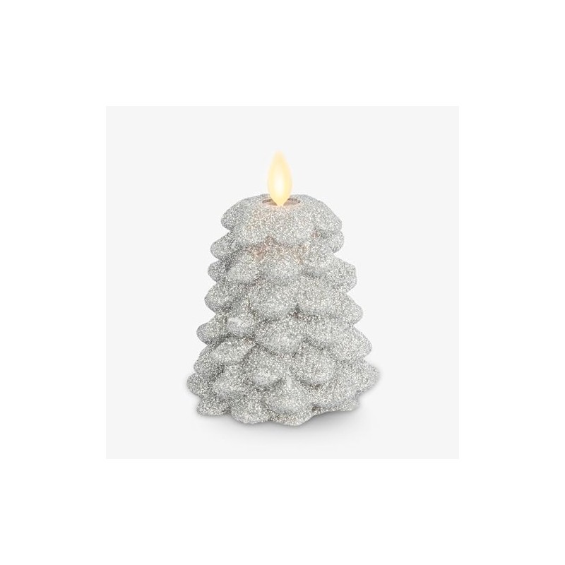 Luminara Glitter Flameless Candle North Tree (Silver, 3.3" x 4.3")