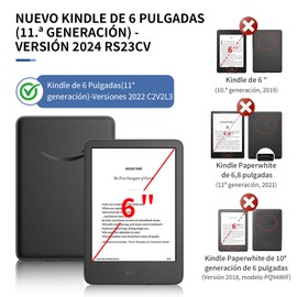 IDLOOKMAL Funda Kindle, Funda Compatible para Kindle All-New 11ª Generación (6'') y Paperwhite 12ª Gen 2024 (7'') ，Función Auto Sleep Wake (Negro-1, 6 Pulgadas)