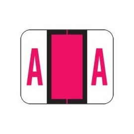 All Star Brand - A - Vinyl Tab Compatible Alpha Labels, 1" X 1-1/4", NO Mylar Cover, 1 roll of 500, Box is 3" X 3", A1283 Series, (A-RED)