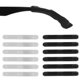 Marvexi 12Pcs Silicone Eyeglass Temple Tips Eyeglass Ear Cushions Anti-Slip Eye Glasses Ear Grippers Anti Slip Eyeglass Pads(Black + White)