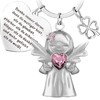 ZSOPN Guardian Angel Lucky Charm Keyring with Gemstones and Lilac