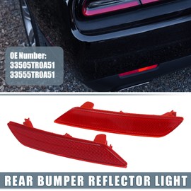 X AUTOHAUX Rear Bumper Reflector Light 33505TR0A51 for Honda Civic 2013-2015 Left Right Side Red 1 Pair