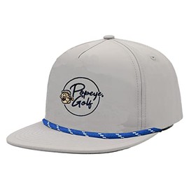 Popeye Golf Rope & Cord Lightweight Adjustable Snapback Hat (Circle Logo-Gray), One Size