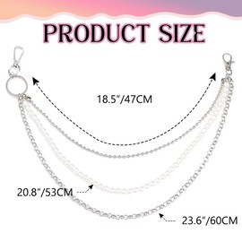 Zehope Pearl Pants Chain Silver Layered Jean Chain Hip Hop Wallet Accessories for Women and Men