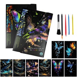 Leibster Scratch Art Adult 8 Sheets12*8.2inch Rainbow Scratch Paper Party Favors for Kids 8-12 DIY Craft Gift （Butterfly & Whale）