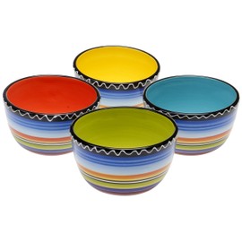 Certified International Tequila Sunrise Ice Cream Bowl, 5.25-Inch, Assorted Designs, Set of 4