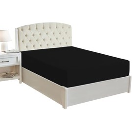 Rayyan Linen Extra Deep Fitted Sheet Black Color 16 Inched Deep Sheet 100% Egyptian Cotton 200 Thread Counts (King, Black)