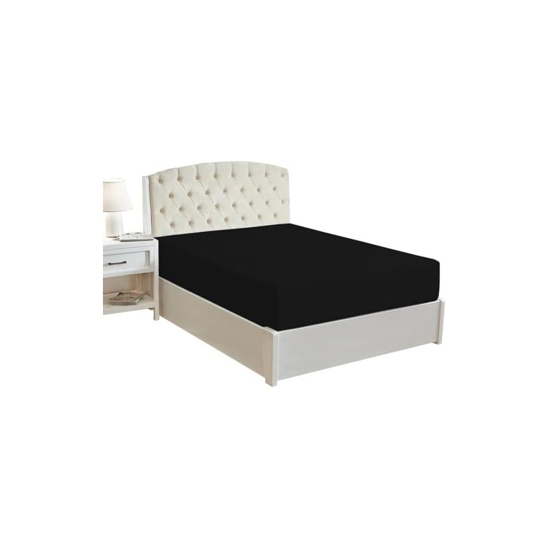 Rayyan Linen Extra Deep Fitted Sheet Black Color 16 Inched