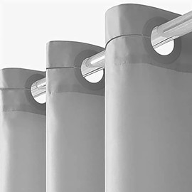 No Hook Extra Wide Shower Curtain,Polyester Fabric Shower Curtain Liner with 14 Plastic Split Grommets,Hotel Style Machine Washable & Waterproof Curtains for Bathroom,Light Grey 108x72 Inch