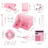 yuun Pink Desk Organizers and Accessories, Office Supplies Include Mesh
